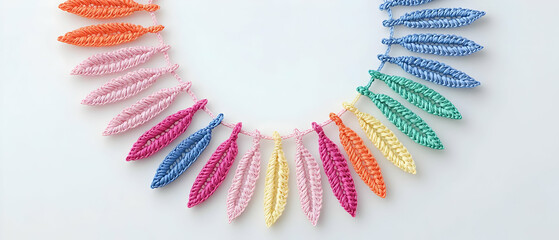 Colorful Rainbow Leaf Shaped Necklace