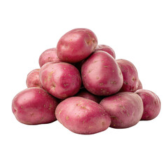 A pile of red potatoes sits against a dark background ready for cooking or consumption