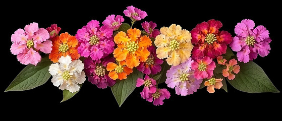 Colorful Floral Arrangement On Black Background