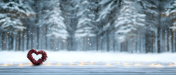 Snowy Forest Heart Wreath Decor