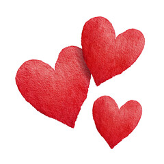 Obraz premium Three red hearts symbolize love, care, and affection, perfect for various themes, including romance, Valentine's Day, and expressions of fondness.