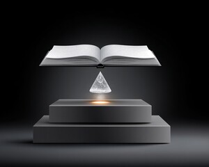 A mysterious grimoire floating in mid-air, its pages flipping open to reveal glowing arcane symbols, mystical energy radiating, cinematic magic, high-detail fantasy, dark academia, enchanting