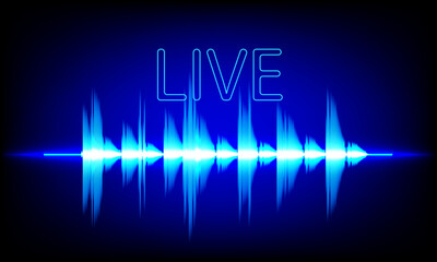 LIVE Radio with Sound Wave Spectrum Background