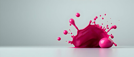 Pink Paint Splash On Light Gray Background