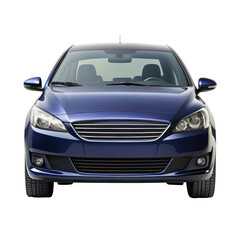 Fototapeta premium navy blue car front view isolated on transparent white background, clipping path