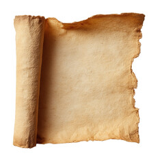 Old scroll with a rough, textured surface, suggesting age and historical significance. The paper is rolled up on one side, inviting the viewer to imagine the secrets it holds.