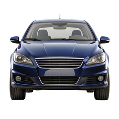 navy blue car front view isolated on transparent white background, clipping path