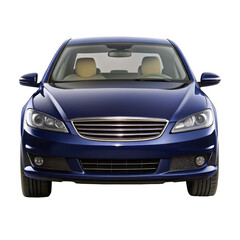 navy blue car front view isolated on transparent white background, clipping path