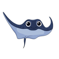 Fototapeta premium A joyful stingray glides through water. PNG image, transparent background