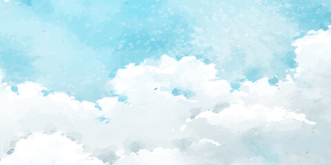 Abstract Sky Watercolor Background with Flowing Brush Textures in Light Blue and White – Ideal for Stationery, Branding & Packaging. Watercolor Texture with Sky Tones