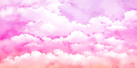 Vibrant Watercolor Painting of Outer Space Featuring pink Cloud Explosions and Abstract Particle Energy – High-Resolution Background Illustration

