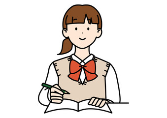 勉強する高校生 ベスト リボン ポニーテール