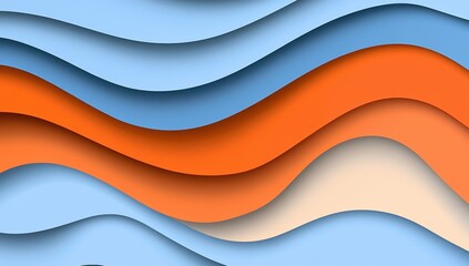 Abstract wavy layers of light blue, orange, and beige colors