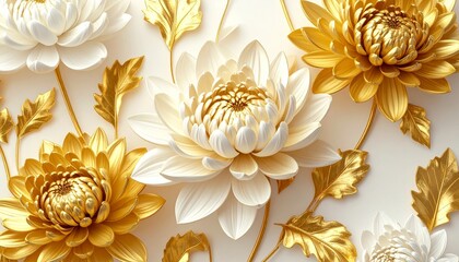 Abstract golden floral pattern with smooth curves
