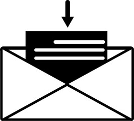 letter incoming in envelope icon, letter incoming on envelope flat style icon