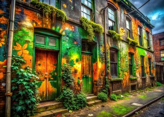 Fototapeta premium Urban Exploration: Vibrant St. Patrick's Day Graffiti Art