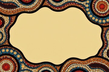 Abstract Dot Painting Frame with Ample Beige Space for Text and Design