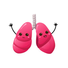 Cute Kawaii Lungs Character for Health Campaign or Kids' Learning