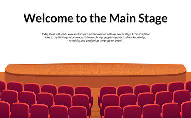 Main Stage Platform and Red Audience Chairs for Keynote or Show