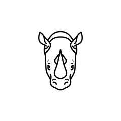 Rhino Head Minimalist Line Art Illustration