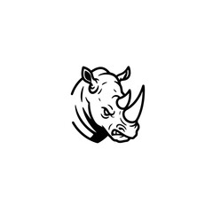 Rhino Head Illustration: Bold Black and White Graphic