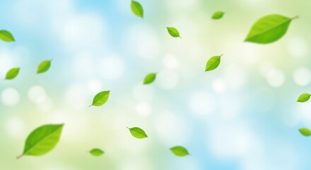 Fototapeta premium Flying green leaves background