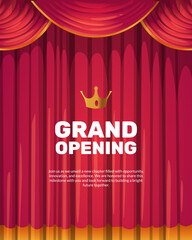 Red Curtain Stage with Grand Opening and Crown Centered