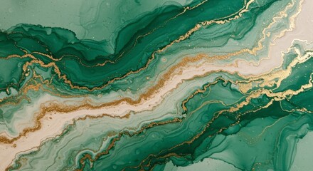 Emerald green abstract marbling