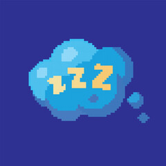 sleeping bubble pixel art, vector illustration on isolated background.