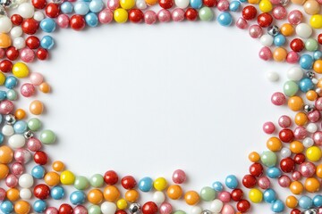 Colorful candy sprinkles frame a blank space