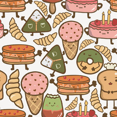 kawaii food seamless pattern for background