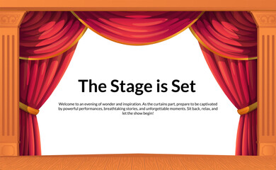 Theater Curtain Background with Dramatic Text Area