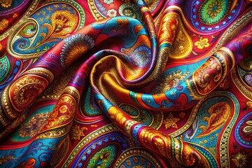 Vibrant Paisley Flag: Long Exposure Multicolored Textile Art