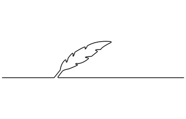 Continuous Line Drawing of Feather Icon. Hand Drawn Symbol Vector Illustration.
