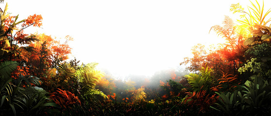 Colorful Lush Forest Scene with Sunlight