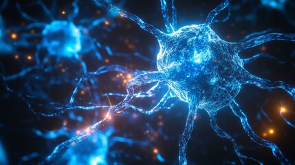 3D Rendering of Activated Microglia Responding to Stimuli in Detail