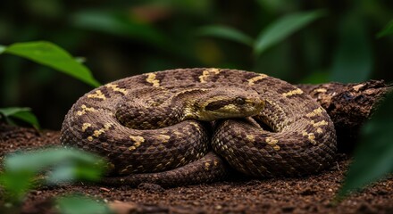 Obraz premium Snake Coiled on Dirt