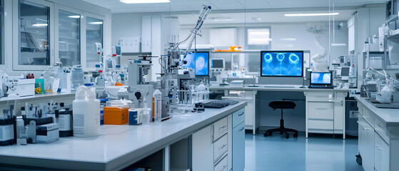 Modern Clean White Laboratory Interior With Equipment