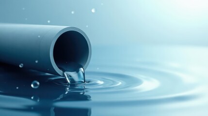 Clean water flows from a pipe into a still body of water creating concentric ripples