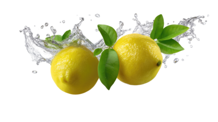 Fizzy Lemon Splash with Intense Motion Freeze on Transparent Background

