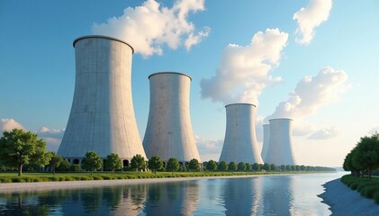 Modern power plant building exterior, clean energy concept , energy, technology, industrial estate