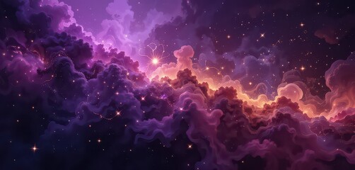 Purple and Orange Nebula with Stars