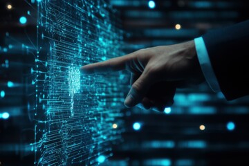 Fototapeta premium Digital Fingerprint Access Secure Data Network Technology Innovation Modern Business Cyber Security 