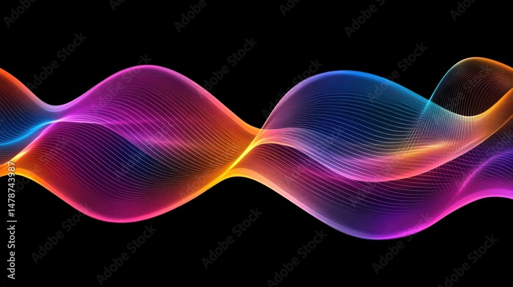 Canvas Prints abstract colorful wave design on black background graphic illustration art presentation
