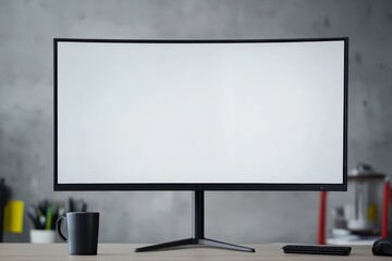 Modern curved monitor on a desk