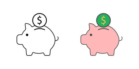 Piggy bank icon – classic savings symbol featuring a coin slot, representing money saving, budgeting, and financial planning.