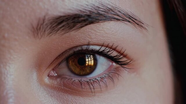 Woman brown eye blinking montage
