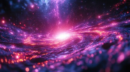 Fototapeta premium Stunning view of a swirling galaxy filled with vibrant colors and bright shining stars.