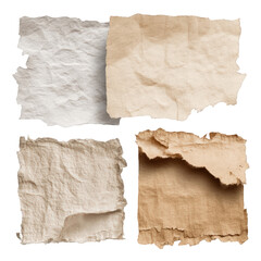 Fototapeta premium Collection of torn paper textures backgrounds variety shades old art set on transparent background