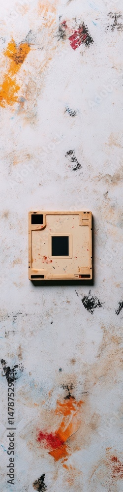 Aufkleber nostalgic tech decay vintage floppy disk in deconstructed digital archaeology - retro innovation mee